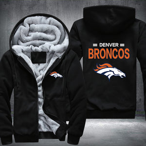 Football Broncos Printing Fleece Hoodies Jacket