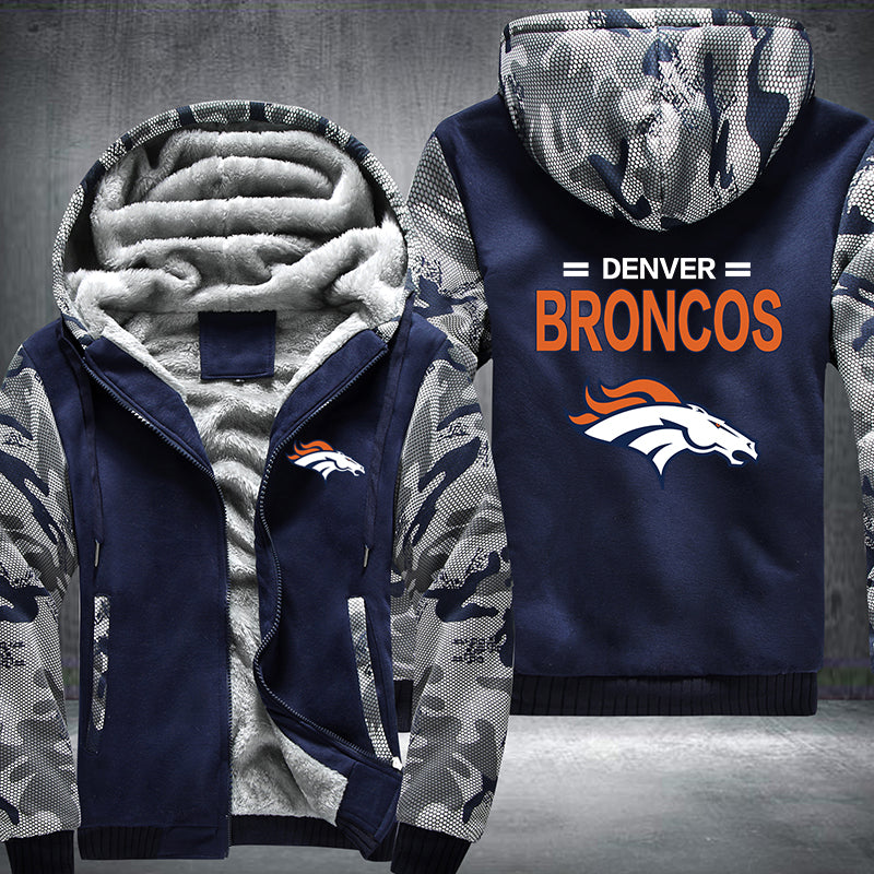 Football Broncos Printing Fleece Hoodies Jacket