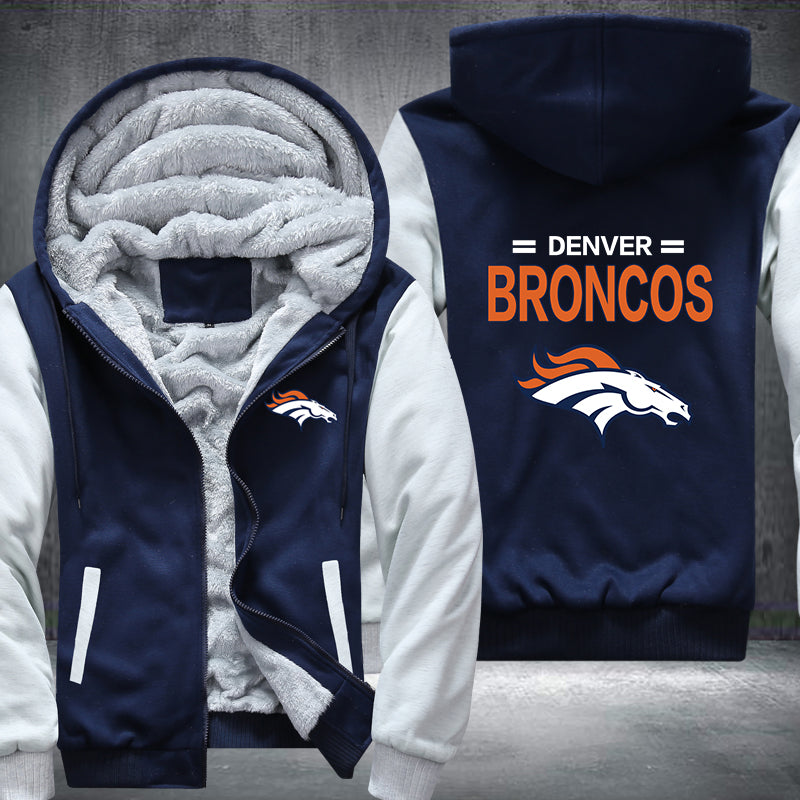 Football Broncos Printing Fleece Hoodies Jacket