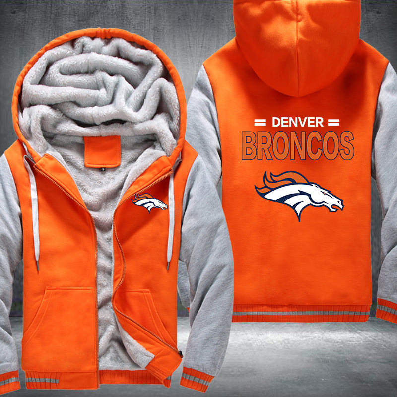 Football Broncos Printing Fleece Hoodies Jacket