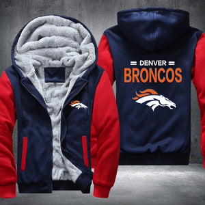 Football Broncos Printing Fleece Hoodies Jacket