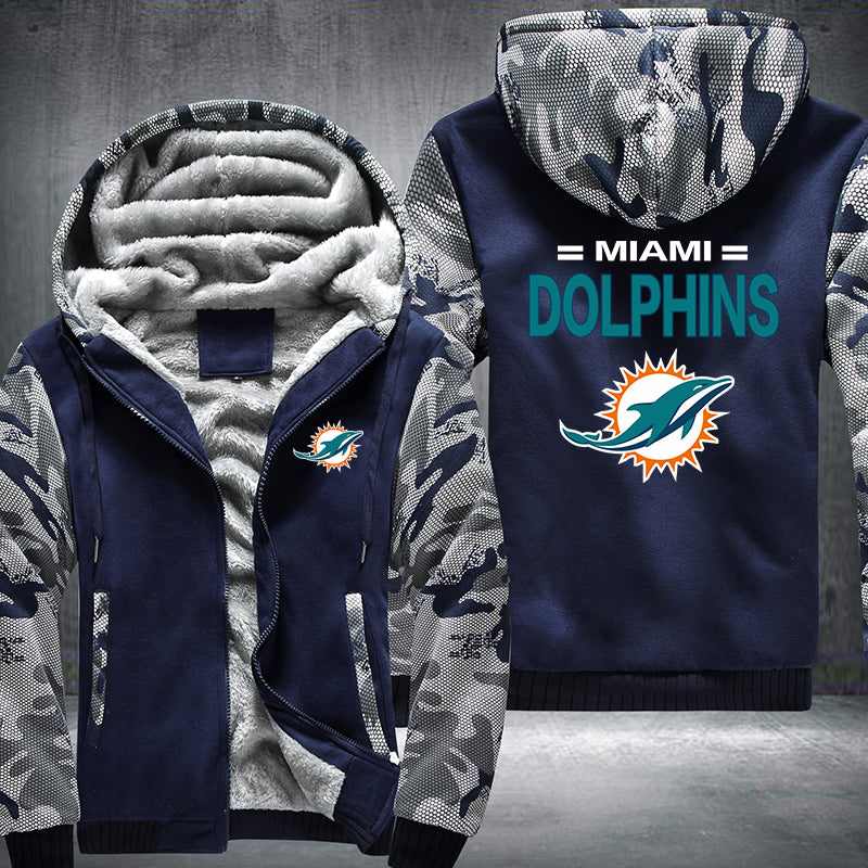 Football Dolphins Printing Fleece Hoodies Jacket