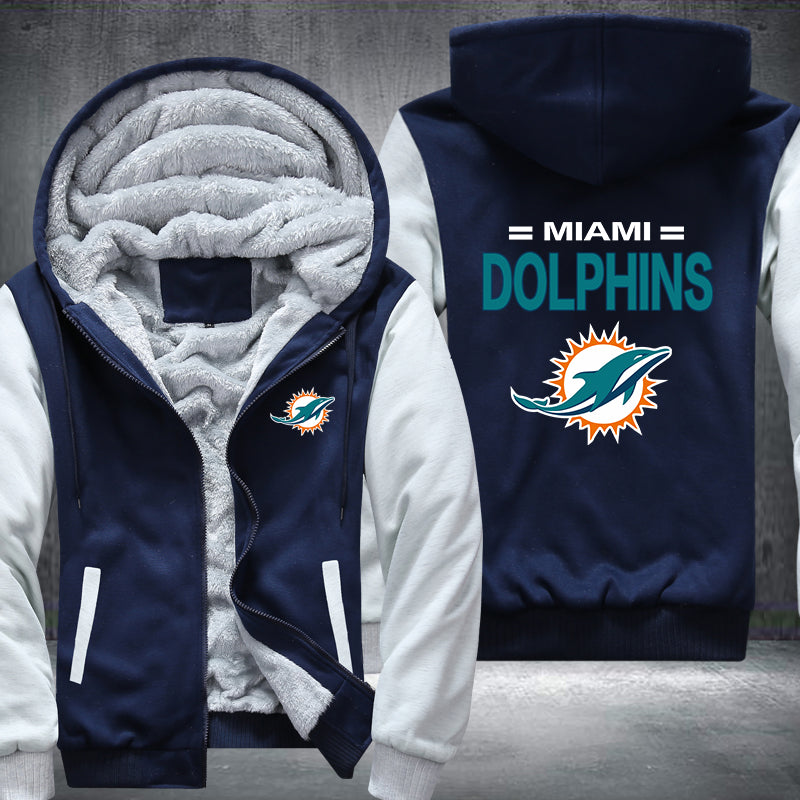 Football Dolphins Printing Fleece Hoodies Jacket