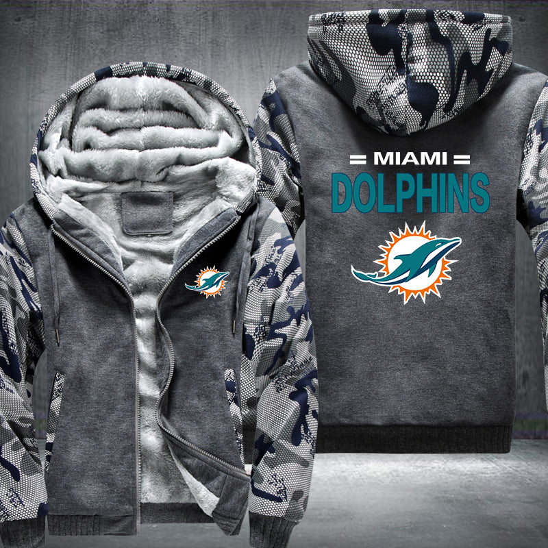 Football Dolphins Printing Fleece Hoodies Jacket