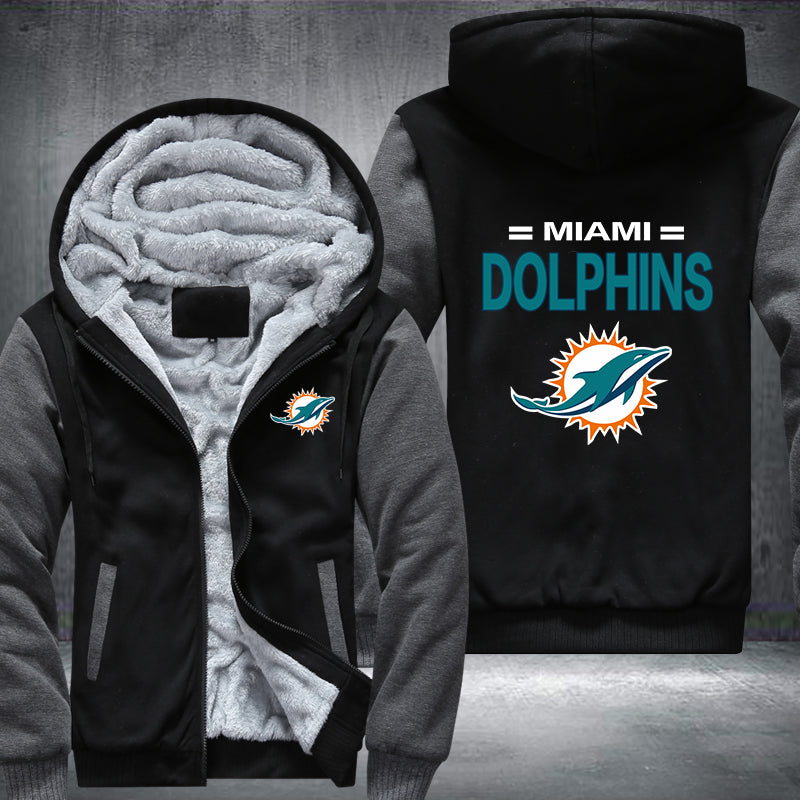 Football Dolphins Printing Fleece Hoodies Jacket