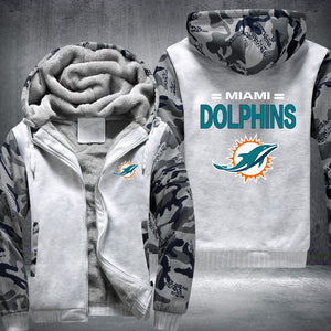 Football Dolphins Printing Fleece Hoodies Jacket