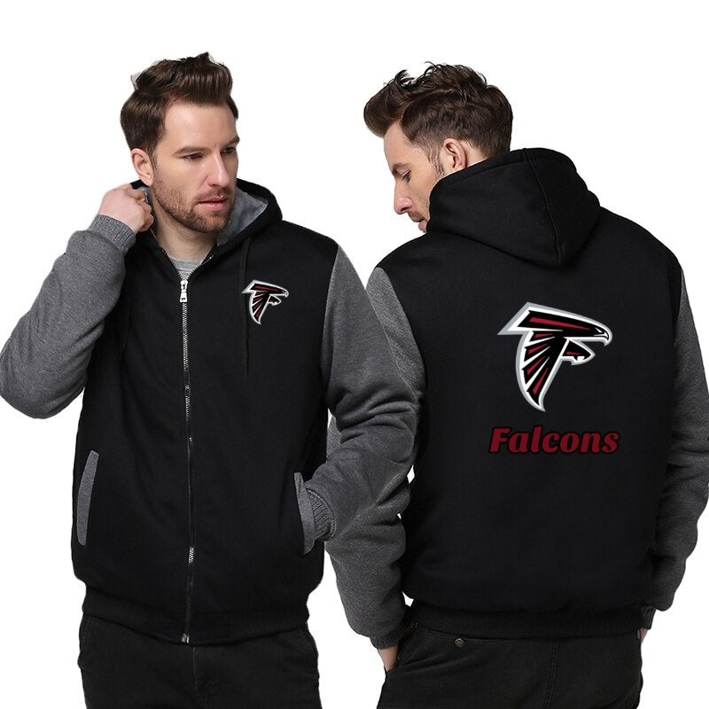 Atlanta Falcons Printing Fleece Grey Hoodies Jacket