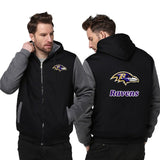Baltimore Ravens Printing Fleece Grey Hoodies Jacket