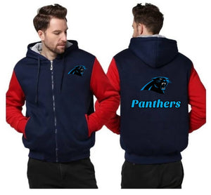Carolina Panthers Printing Fleece Red Hoodies Jacket