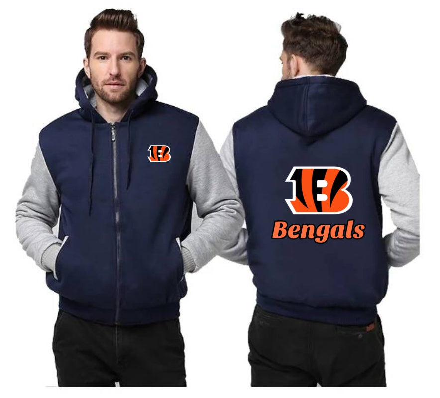 Cincinnati Bengals Printing Fleece Blue Hoodies Jacket