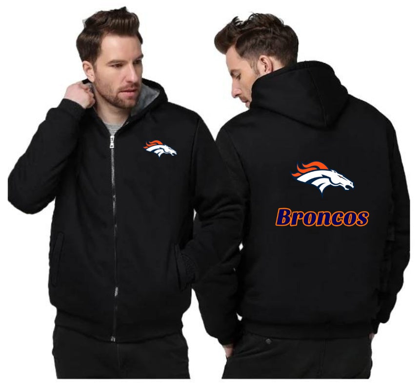 Denver Broncos Printing Fleece Black Hoodies Jacket