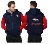 Denver Broncos Printing Fleece Red Hoodies Jacket