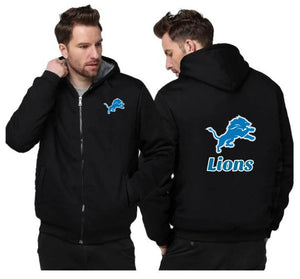 Detroit Lions Printing Fleece Black Hoodies Jacket
