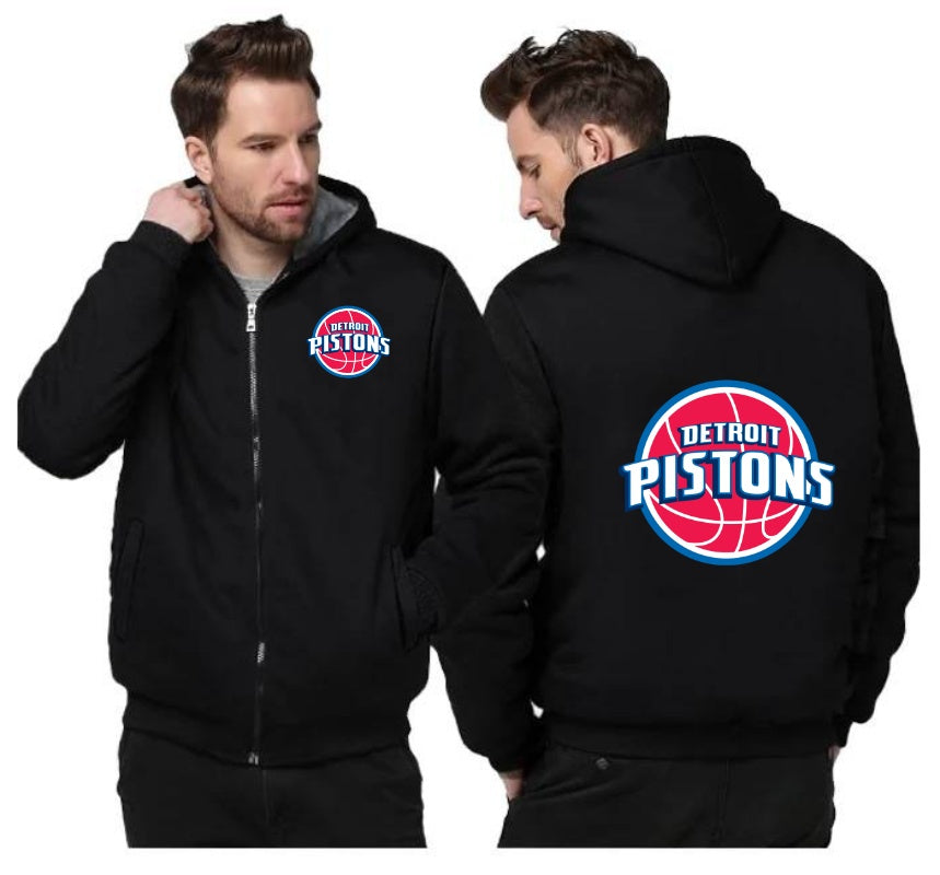 Detroit Pistons Printing Fleece Black Hoodies Jacket