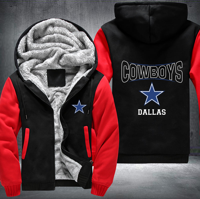 Dallas Cowboys Fans hooded Zip Thicken Fleece winter Hoodie Ski Suit Jacket  Coat Men Men's Clothing Activewear