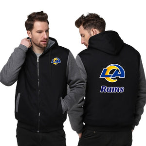 Los Angeles Rams Printing Fleece Grey Hoodies Jacket