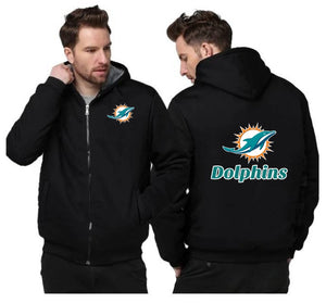 Miami Dolphins Printing Fleece Black Hoodies Jacket