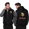 Minnesota Vikings Printing Fleece Grey Hoodies Jacket