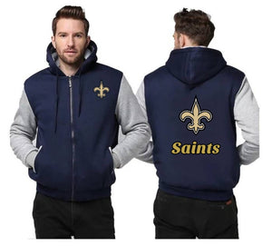 New Orleans Saints Printing Fleece Blue Hoodies Jacket