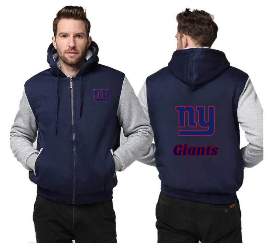 New York Giants Printing Fleece Blue Hoodies Jacket