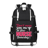 Don't Mess With Me Nurse Someday printing Canvas Backpack