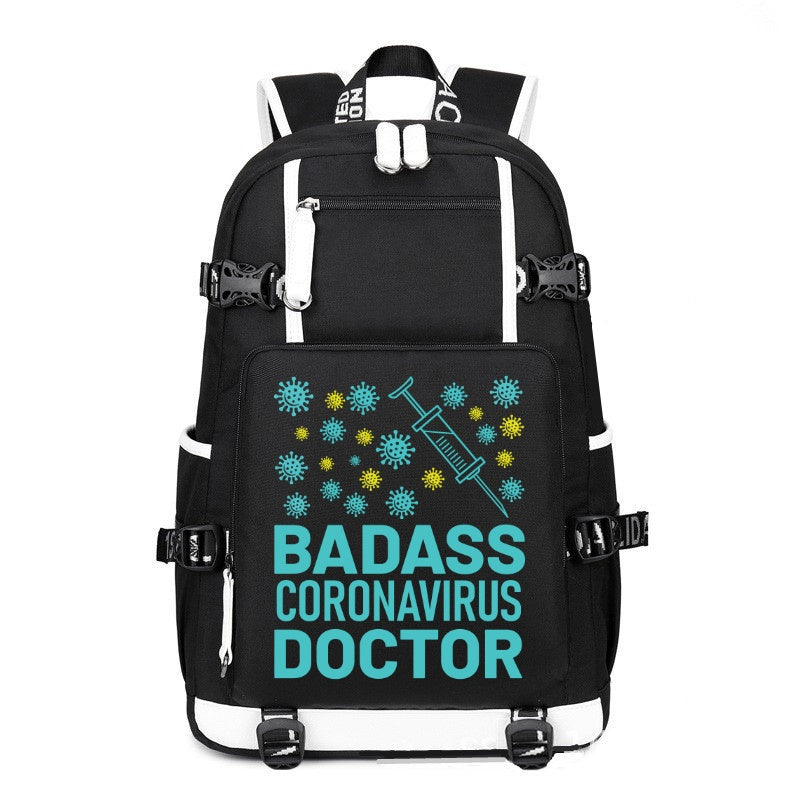 Badass Coronavirus Doctor printing Canvas Backpack