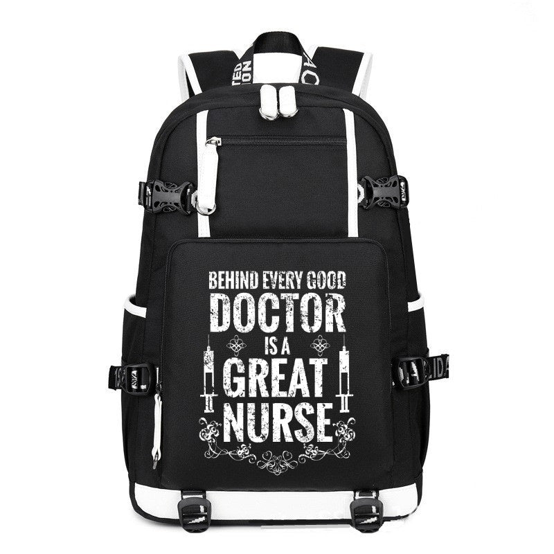 Behind Every Good Doctor printing Canvas Backpack
