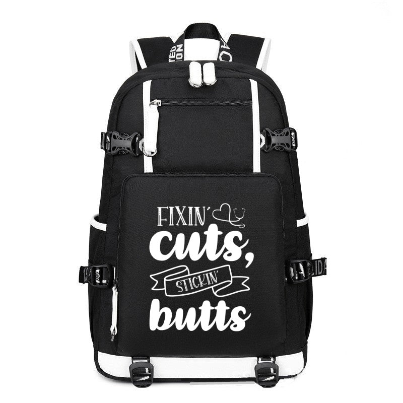 Fixin Cuts Stickin Butts design printing Canvas Backpack