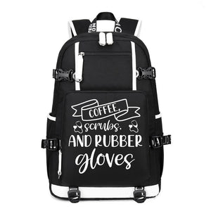 Coffee scrubs and Rubber Gloves design printing Canvas Backpack