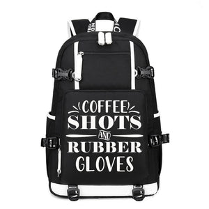 Coffee Shots and Rubber Gloves  printing Canvas Backpack