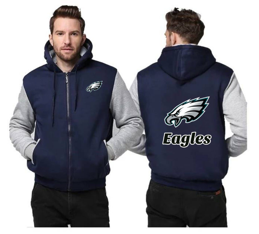Philadelphia Eagles Printing Fleece Blue Hoodies Jacket