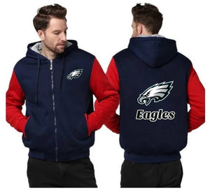 Philadelphia Eagles Printing Fleece Red Hoodies Jacket