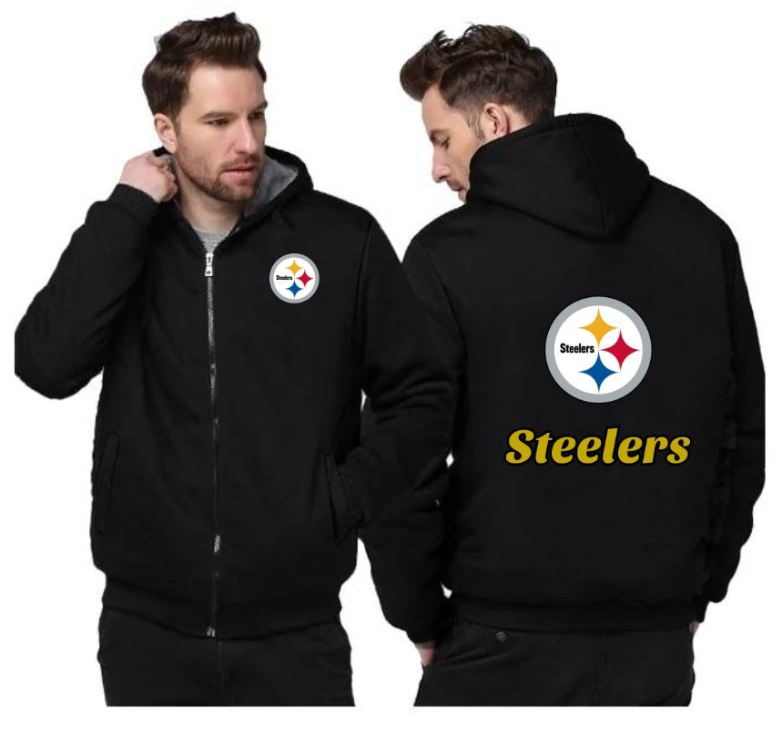 Pittsburgh Steelers Printing Fleece Black Hoodies Jacket