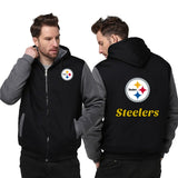 Pittsburgh Steelers Printing Fleece Grey Hoodies Jacket