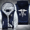 White logo RN REGISTERED NURSE Fleece Hoodies Jacket