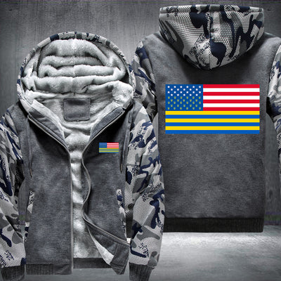 USA Ukraine Flag Fleece Hoodies Jacket