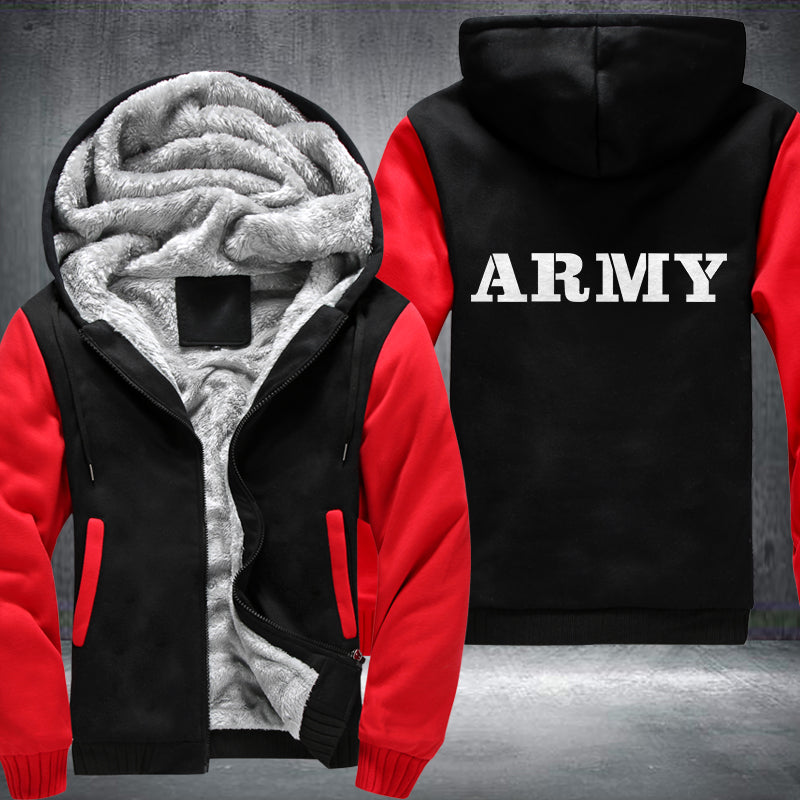 ARMY White font Fleece Hoodies Jacket