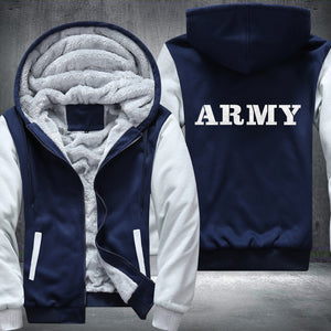 ARMY White font Fleece Hoodies Jacket