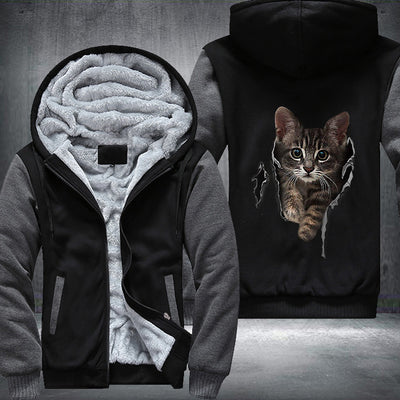 Katze Riss Cat Printing Fleece Hoodies Jacket