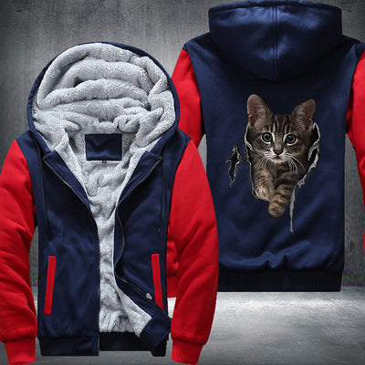 Katze Riss Cat Printing Fleece Hoodies Jacket