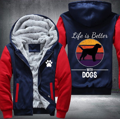 Life is better with dogs Fleece Hoodies Jacket