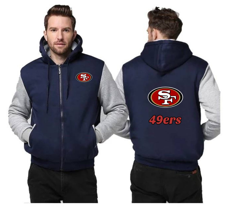 San Francisco 49ers Printing Fleece Blue Hoodies Jacket