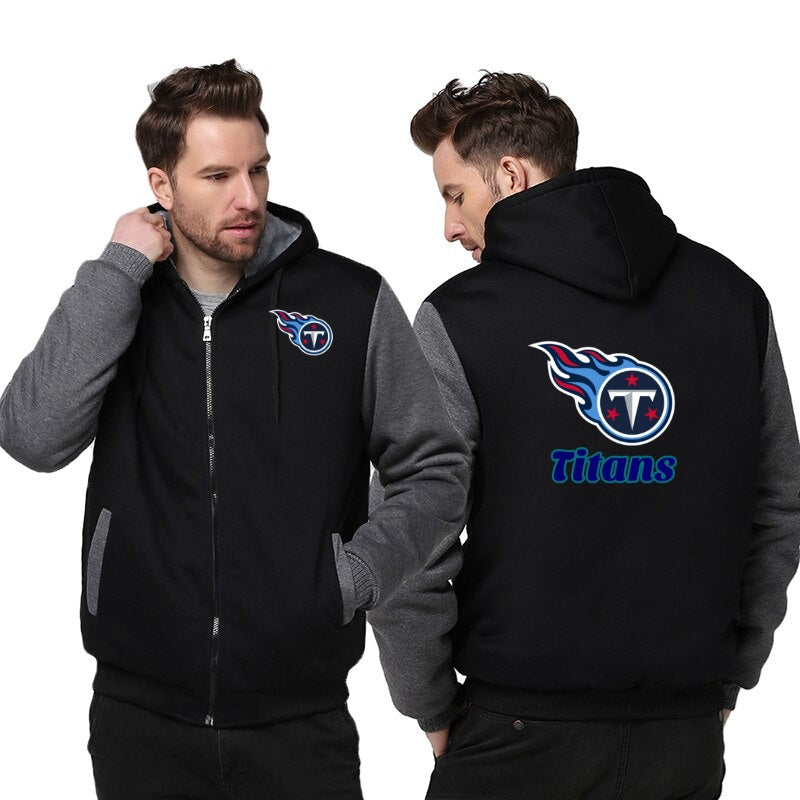 Tennessee Titans Printing Fleece Grey Hoodies Jacket